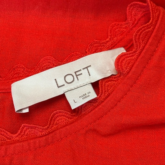 LOFT Burnt Orange Linen Blend Matching Set Eyelet Pattern size L - Picture 6 of 15